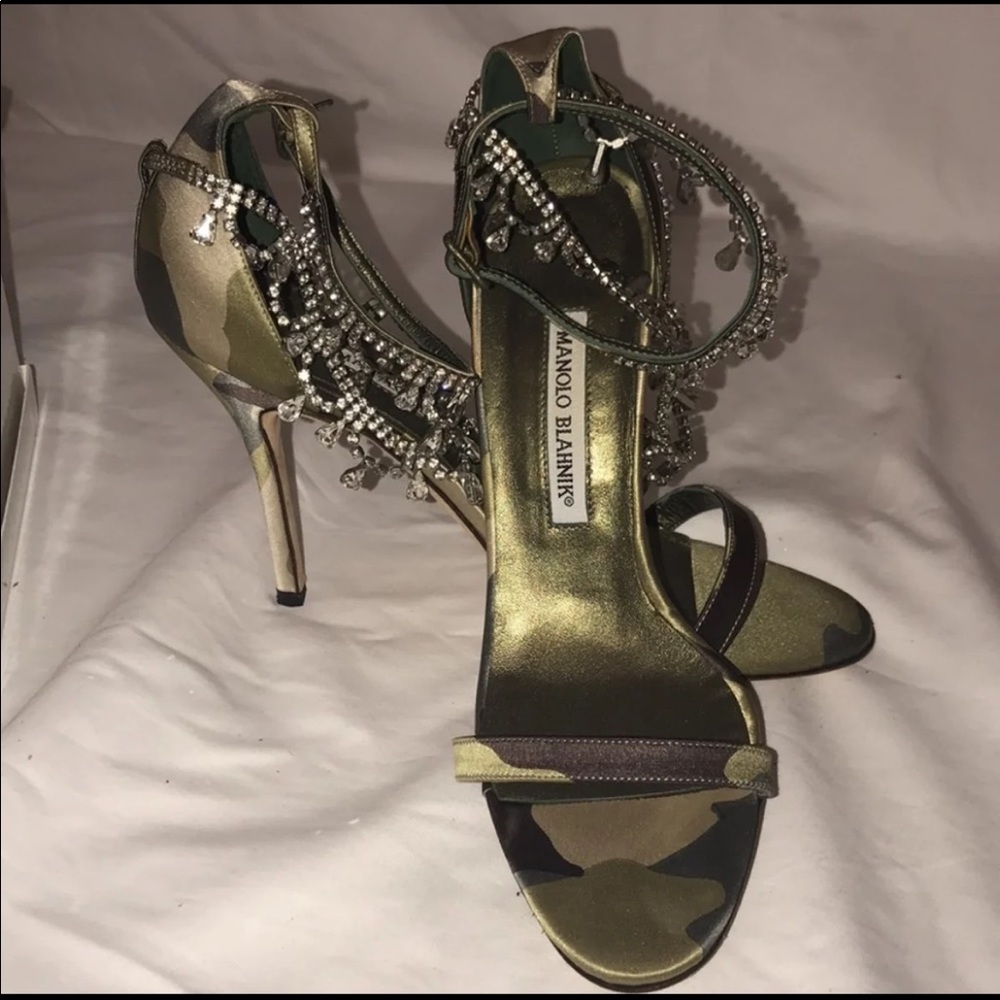 Manolo Blahnik Camouflage Satin Houristra